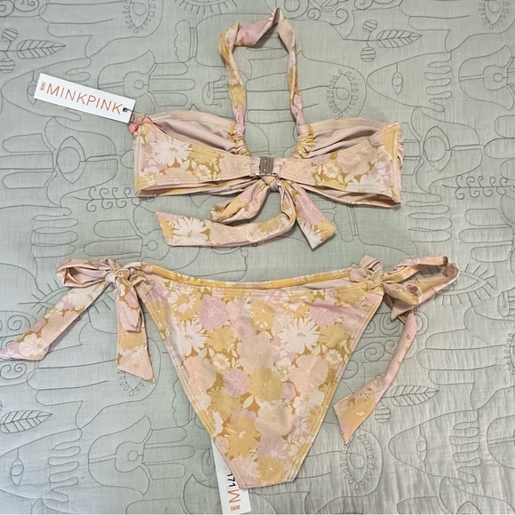 NWT MINKPINK Brianna Set Halter Bikini Top & Bottom Multi Sz M (US 6) Adjustable - Picture 3 of 7